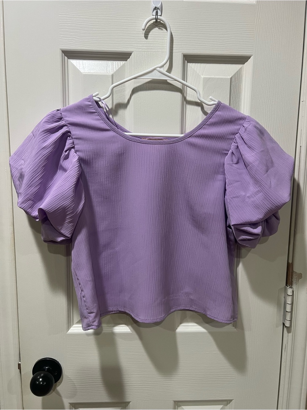 Lilac Puff-Sleeve Blouse for Women